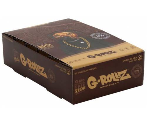 G-Rollz Χαρτάκια Ακατέργαστο (Pets Rock Rap) - King Size Slim 50φ. με Τζιβάνα - Τιμή: 1,80€